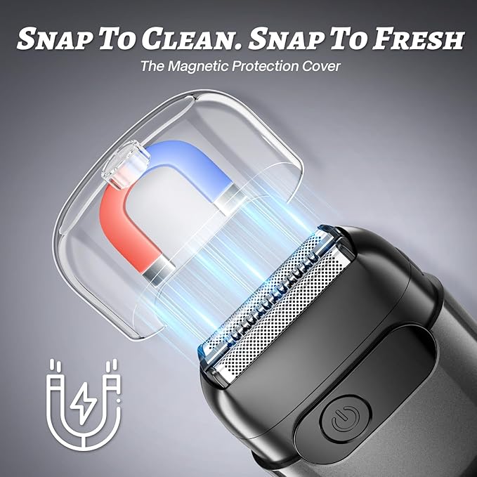Electric Foil Shaver for Men 3D Floating Blade Razor with LED Display IPX8 Waterproof Wet/Dry Shaver USB-C Quick Charge &amp Travel Lock Includes Cleaning Brush Deep Gray