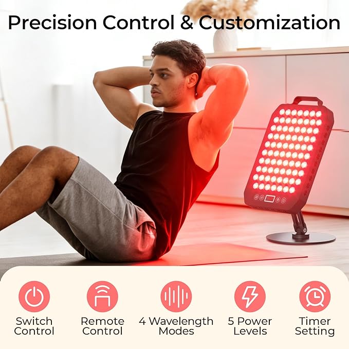 Red Light Therapy Panel for Face and Body 78 LEDs Dual Chip 660nm Red Light &amp 850nm Near Infrared Light Device with Rotatable Stand and Magnetic Remote for Skin Sleep Athletic Performance