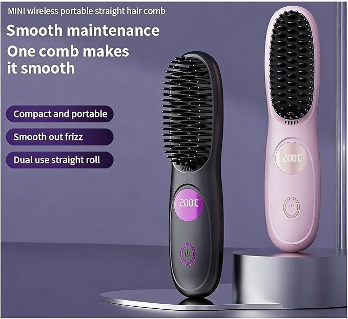 Cordless Hair Straightener Portable Straightener Brush Anti-Scald Negative Ions Hair Straightener Rechargeable for Hair Styling(2PCS)