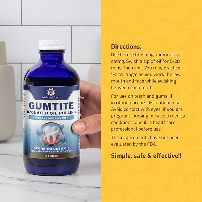 Medicinal Foods Gumtite Ozonated Mouthwash Oil | Natural Treatment for Gum Health | Oral Care | Gum Inflammation Relief | Plaque Prevention | Fight Bad Breath | Gum Repair &amp Dental Health