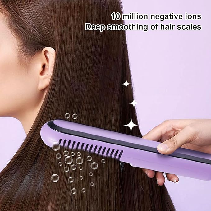 Hair Straightener Brush Portable Cordless Straight Hair Comb Travel Size Non Static Rechargeable Comb for Home Travel
