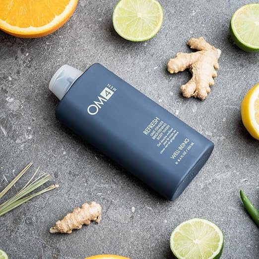 Organic Male OM4 Refresh: Lime Ginger Brightening Body Wash - Mens bodycare with Vitamin C to Cleanse and Nourish
