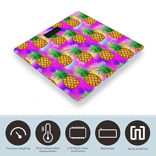 Men's Fashion Automatic Switch Digital Bathroom Weighing Scale Smart Scale Tropical Pineapples Palm Leaves