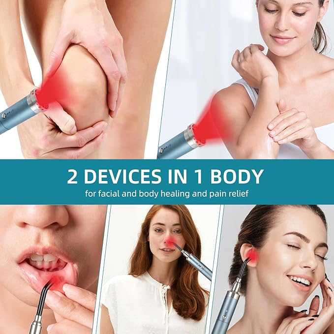8-LED Handheld Red Light Therapy Wand for Face &amp Body 5200mAh Portable Near Infrared Light Device for Cold Sore &amp Joint Pain Relief 10Hz Pulse 460/660/850/940nm Multi-Wave Torch