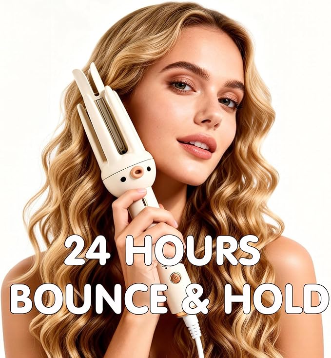 Automatic Hair Curler Rotating Curling Iron 3 Temperature Settings for All Hair Types 10s Fast Heating 20s Hold Hair Crimper Tool with Comb &amp Clips Lightweight Travel Curling Wand
