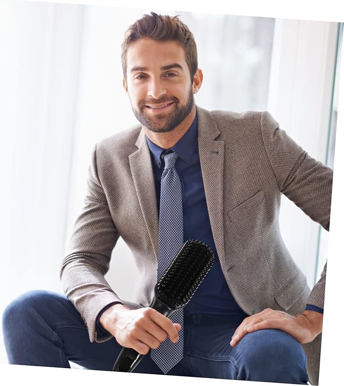 Mikinona Straightening Brush for Men Multi Functional Beard and Hair Styler with Temperature Settings Technology Safe Heating Tool for Smooth and Shiny