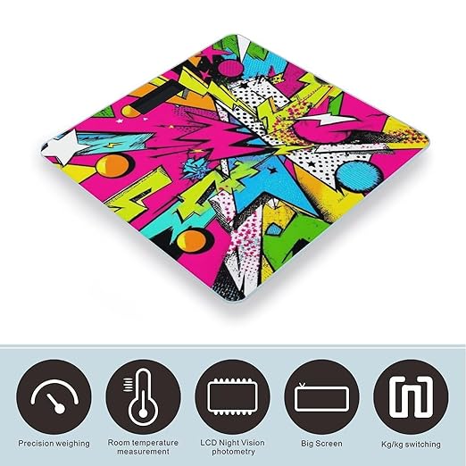 Energy Saving Scale Bathroom Weighing Scale Smart Scale for Body Weight Digital Pink Geometric 80s 90s Style