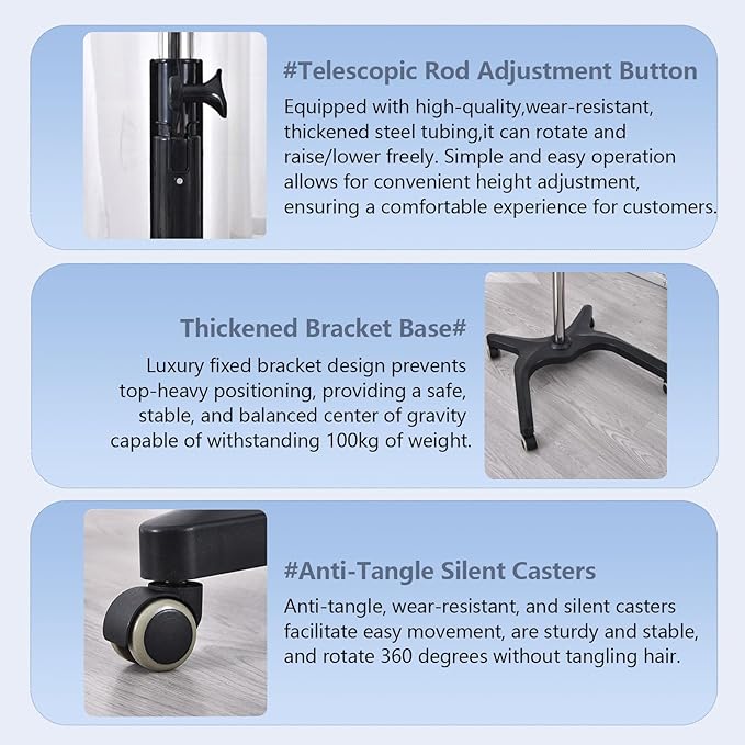 Vertical Hair DryerEfficiency Color Drying ProcessorProfessional Salon Spa Rolling Hair Steamer ConditionerFloor-Standing Hair Care Equipment for SpasSalonsVertical White