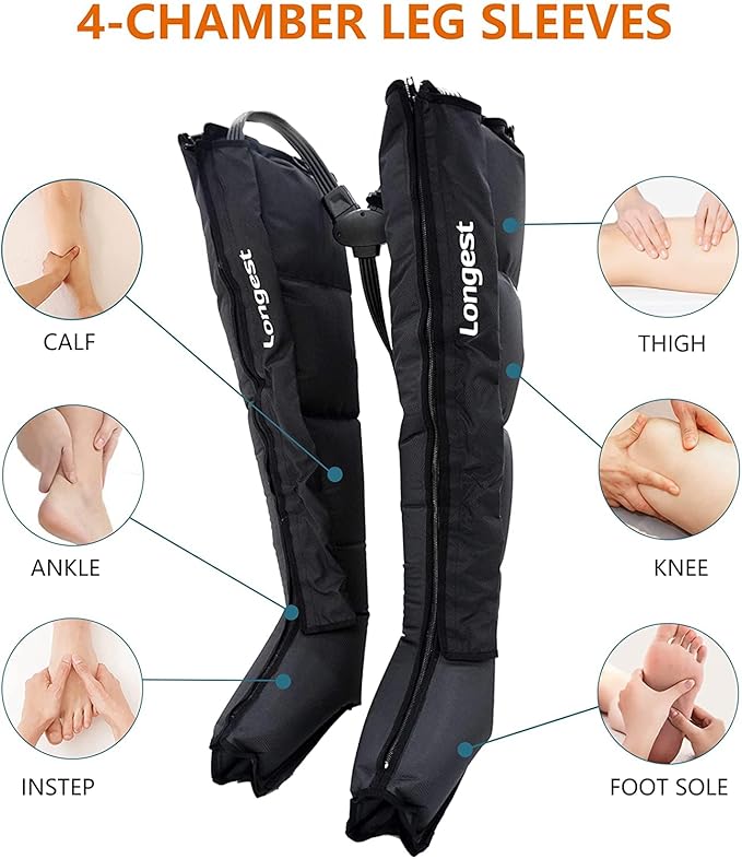 LONGEST Lymphedema Pumps Legs Foot Air Compression Therapy Boots Lymphatic Leg Recovery Compression System Pressotherapy for Swelling Circulation &amp Pain Medium