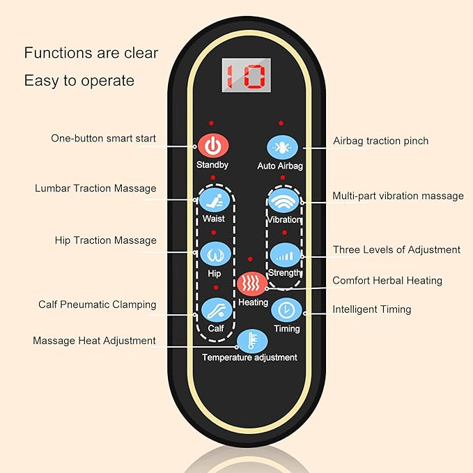 Full Body Massage Mat with 3D Body Stretching Lumbar Traction Back Heating 5 Modes 3 Intensities PU Leather - Relaxation &amp Pain Relief