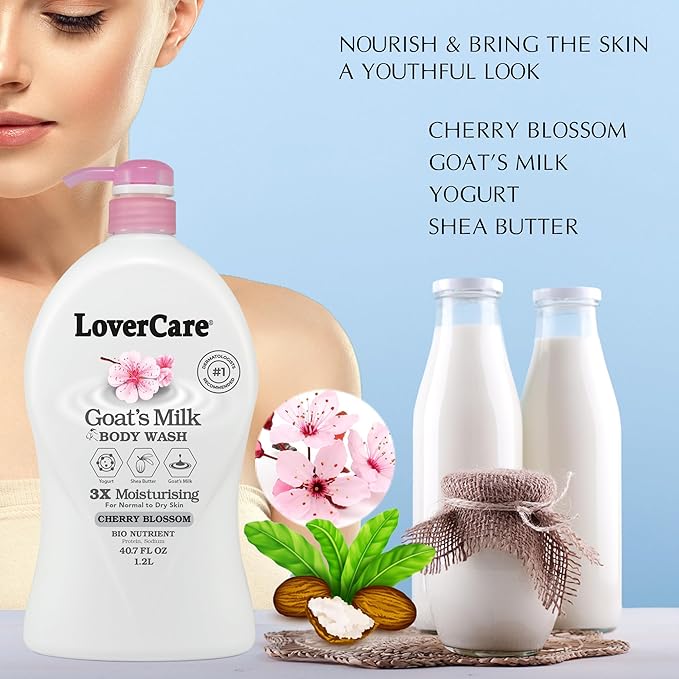 LoverCare Goat's Milk Cherry Blossom Moisturizing Body Wash 40.7 Fl.Oz - Single…