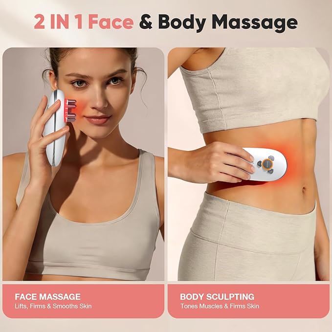 3-in-1 Electric Cellulite Massager 3-in-1 Body Sculpting Machine for Stomach Waist Arms Legs Handheld Adjustable Cellulite Massage Tool Skin Tightening Tool for Women and Men White