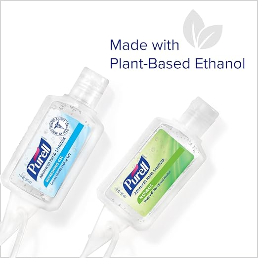 PURELL Advanced Hand Sanitizer Variety Pack Naturals and Refreshing Gel 1 fl oz Travel Size Flip Cap Bottle with JELLY WRAP Carrier (Pack of 36) - 3900-36-CMRFRAG