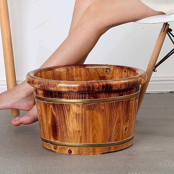 Foot Tub Wooden Foot Basin Wooden Foot BasinSolid Wood Foot TubSpa MassagePedicure Barrels Household Foot Bath Barrel Foot Bath Wooden Bucket Foot Spa Household Wash Ba