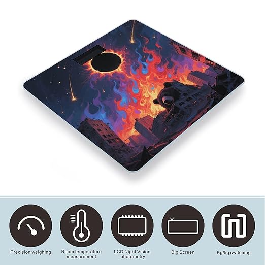 Boho Sun Bathroom Scale for Body Weight LCD Display Digital Bathroom Scale Tempered Glass Bathroom Weight Scales Fashion Smart Scales for Home Bedroom 400 Lb