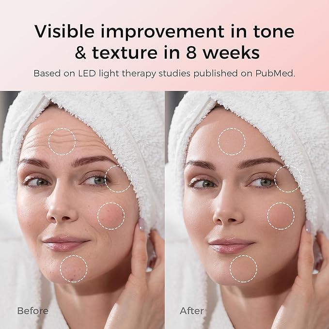 ARIVEA Red Light Therapy Mask for Face - 3 Modes LED Face Mask with Red Blue &amp Infrared Wireless &amp Rechargeable Light Therapy Device for Skin Care Wrinkle &amp Anti-Aging Home &amp Trave