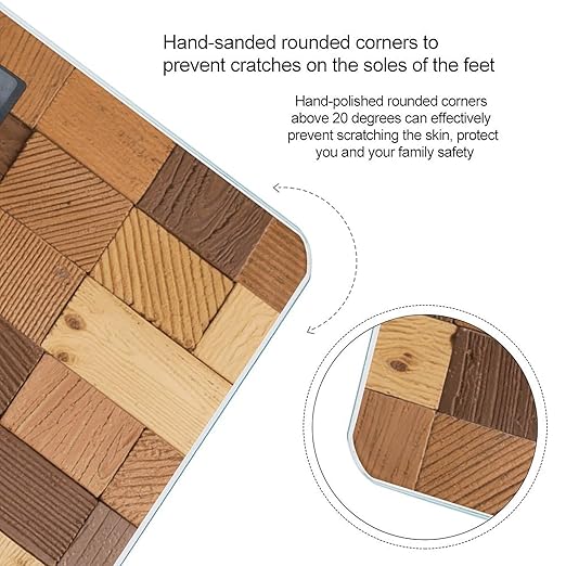 Faux Wood Bricks Weight Scale Large Bathroom Scales Digital Weight with Bright LED Display Non Slip Automatic Weighing Scale Fashion Weighing Machine for Body