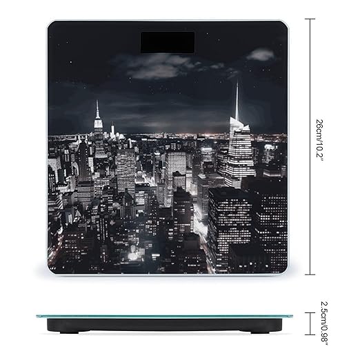 New York Night Sky Weight Scale Digital Electronic Scales Bathroom Scale Larg LCD Backlight Display High Precision MeasurementsTempered Glass