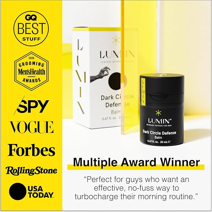 Lumin 4 Piece Men Skincare Set with Charcoal Face Wash Deep Scrub Daily Moisturizer &amp Dark Circle Defense Balm Helps Detoxing &amp Hydrating for All Skin Types