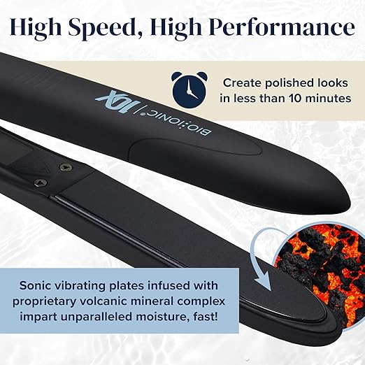 Bio Ionic 10X Styling Iron 1 Hair Straightener with Moisturizing Heat Technology Flat Iron for 10-Minute Styling Hair Straightener and Curler