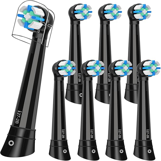 8PCS Replacement Heads Compatible with Oral B iO 3 4 5 6 7 8 9 10 Series Electric ToothbrushGum Care Toothbrush Head Compatible with Oral b iO Replacement HeadsBlack