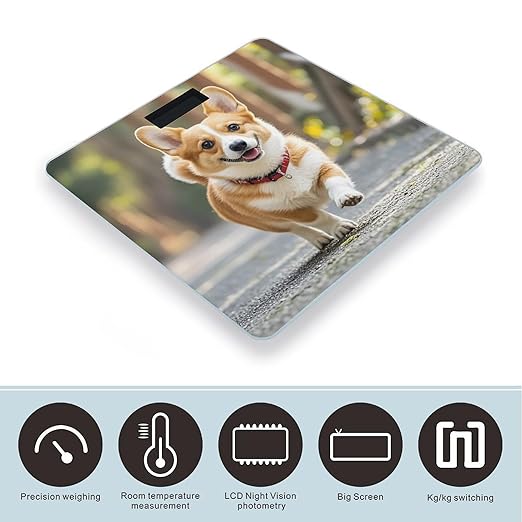 Running Corgi Bathroom Scale Digital Weight Scale Precision 400 Lbs Weighing Scales Large with LCD Backlight Display BMI Measures
