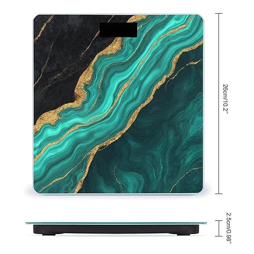 Smart Scale for Body Weight Digital Bathroom Weighing Scale Energy Saving Scale Teal Turquoise Green Gold Black Marble