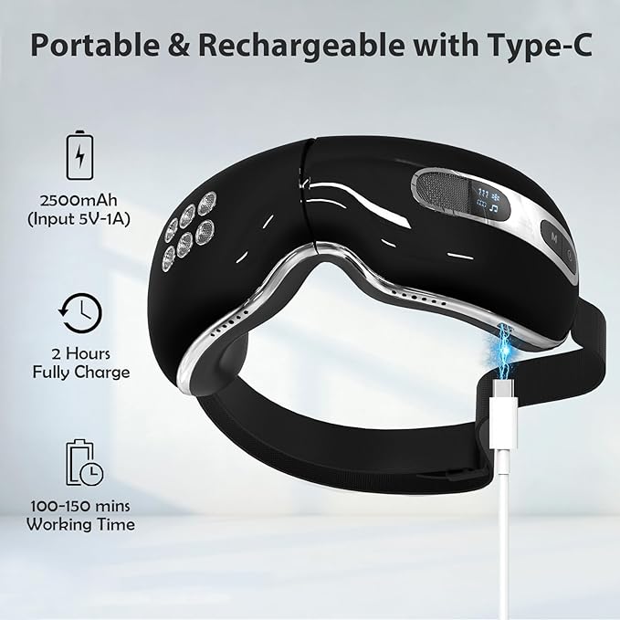 Eye Massager with Heat and Cooling for Migraines Dry Eyes Heated Eye Massager for Sleeping Travel Headache Relief Gifts for Woman