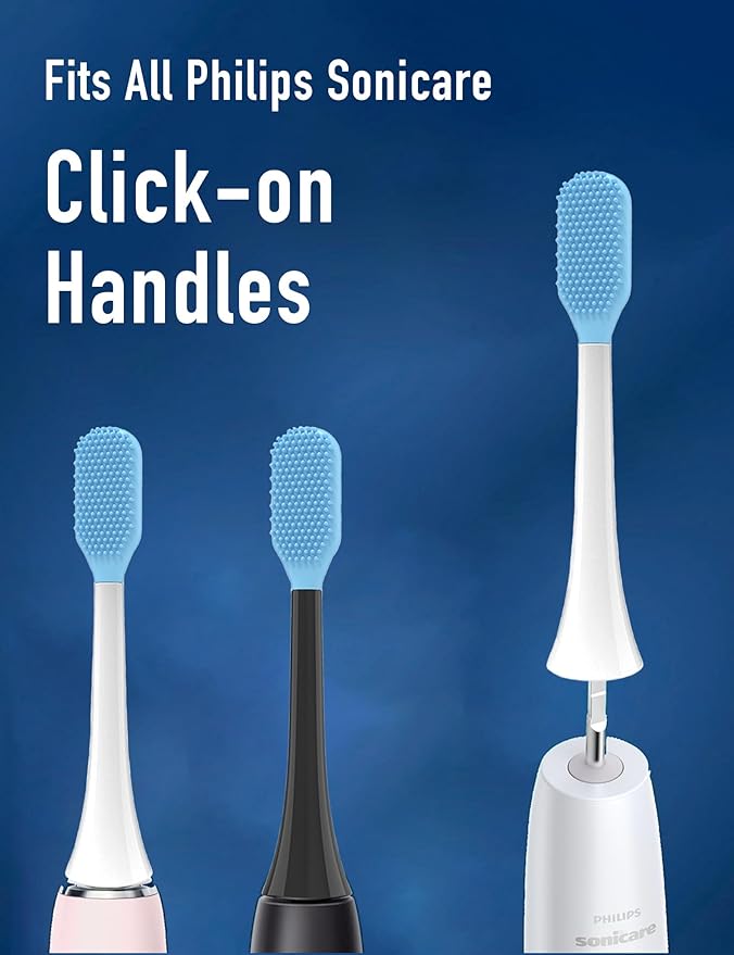 Tongue Scraper Heads Compatible with Philips Sonicare Click-On Handles – Gentle &amp Effective Tongue Cleaner Fresh Breath 2 Pack Replacement Brush Heads (White One Size)
