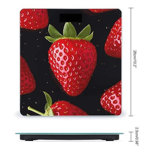 Strawberry Scale with LCD Easy-to-Read Anti-Slip Weight Digital Bathroom Scale Precision Weighing Scales Sturdy Tempered Glass Body Weight Scales for Daily Use