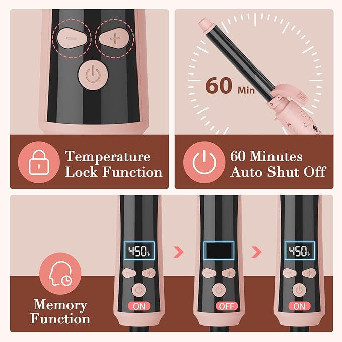 MiroPure Self Rotating Curling Iron 1 Inch Ionic Hair Curler Automatic Curling Wand with Longer Barrel for Waves and Curls Unique Button to Enable/Distable Rotation