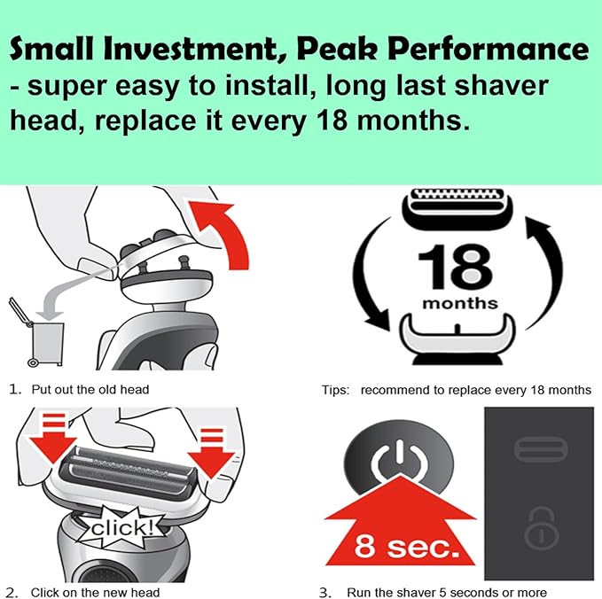 Series 7 Replacement Head 73S for Braun Electric Shaver S7 Replacement Head Compatible with Braun Razor New Generation 7020s 7025s 7085cc 7027cs 7071cc 7075cc (1 Count)