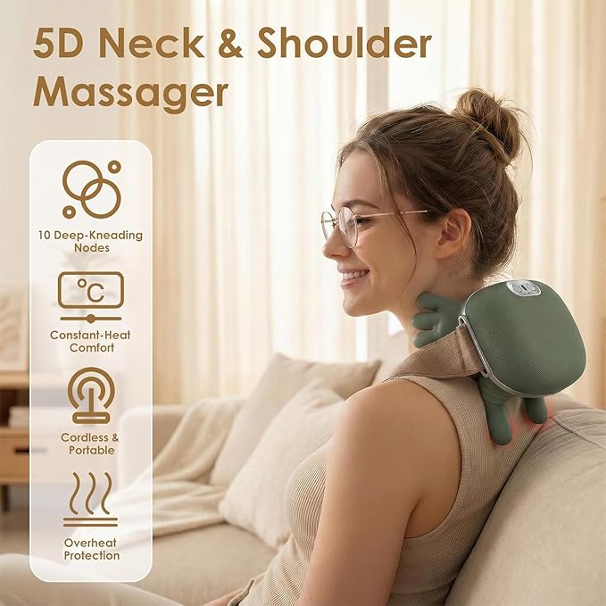 Bionic Hand Neck &amp Shoulder Massager with Heat 5D Shiatsu Kneading Deep Tissue Electric Neck Back Massager 2026 New Portable Simulated Human Fingers Massager for Pain Relief Muscle Relaxation
