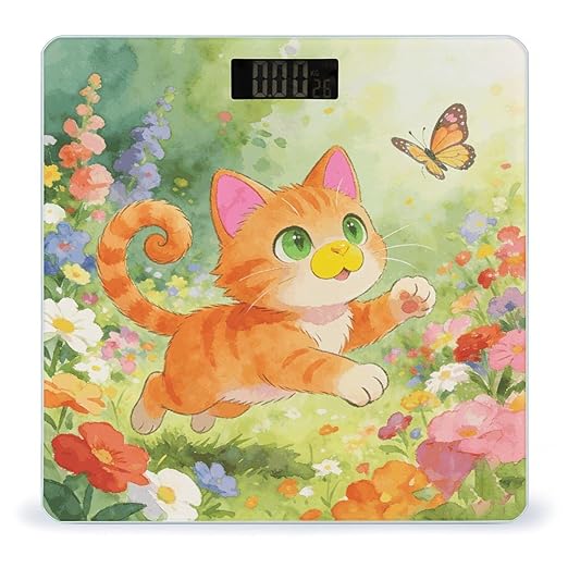 Chasing Butterflies Little Orange Smart Scale for Body Weight Digital Bathroom Scale Toughened Glass Weight Scale with Large LCD Backlight Display High Precision Scales Weighing Machine