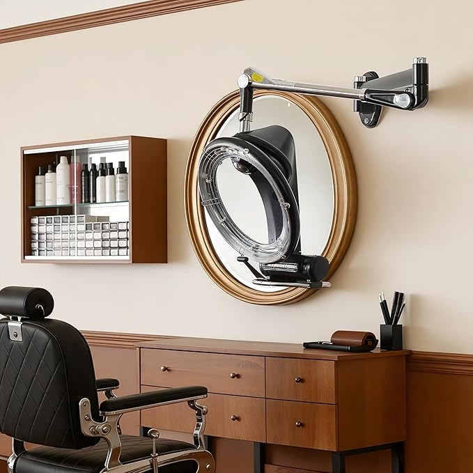 BarberPub Wall Mounted Orbiting Hair Dryer Processor with Smart Control Panel 950W Salon Hair Care Treatment Machine with Swivel Arm Space-Saving Barber Equipment HDP05