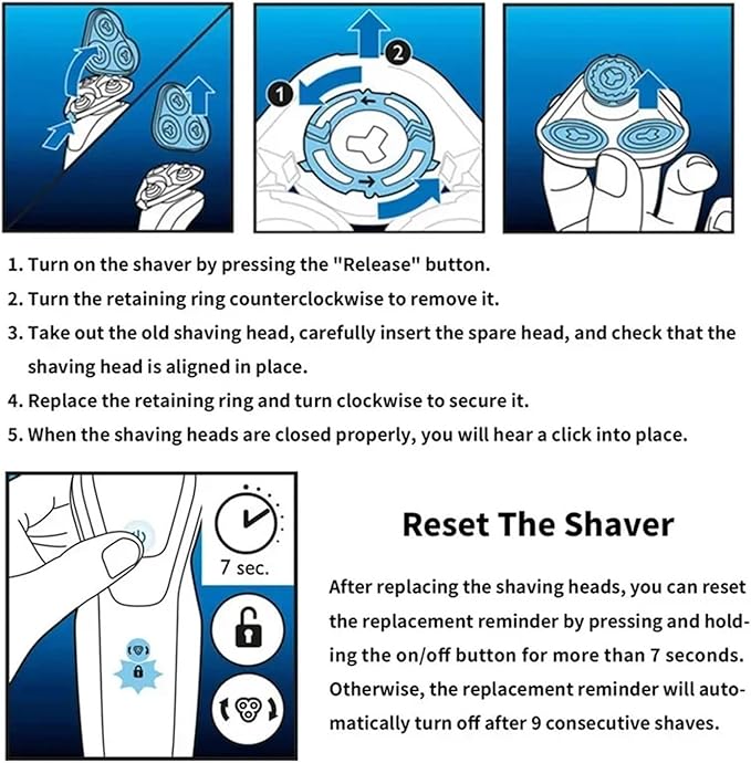 Replacement 3D Shaver HeadCompatible for PhilipsCompatible for NorelcoRQ12 Plus+Compatible for ArcitecRQ1050 RQ1059 RQ1060 RQ1075 RQ1085 RQ1090 RQ1095