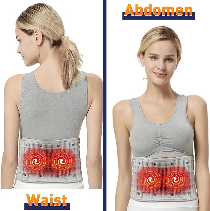 Heated Back Support Belt Adjustable Lumbar Brace for Comfort and Warmth Massage Inflatable Brace for Spinal Lumbar Woman Men Heating Pad