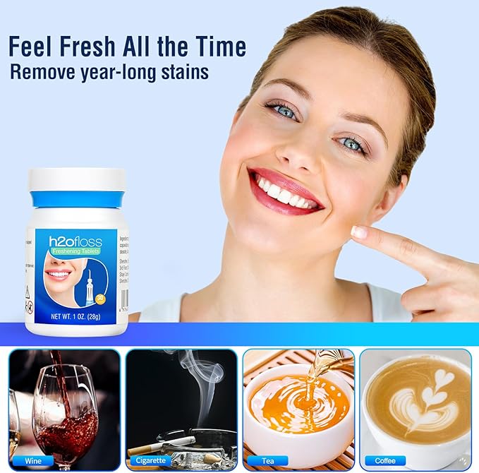 H2ofloss Portable Water Flosser and Compact Breath Freshening Tablets Set – Superior Oral Care Combo