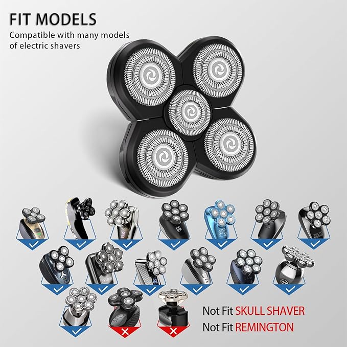 Head Shaver Replacement Heads Shaver Replacement Blades Refills Compatible with Freebird Shaver (4)
