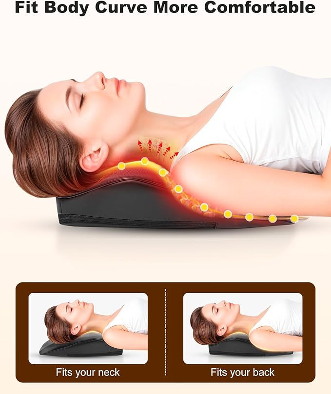 Snailax Shiatsu Back Massager with Heat Vibration Rechargeable Cordless Neck Back Massager for Pain Relief Deep Tissue 4D Deep Kneading Back Massage Pillow Gifts for Mom Dad-Home Office Use