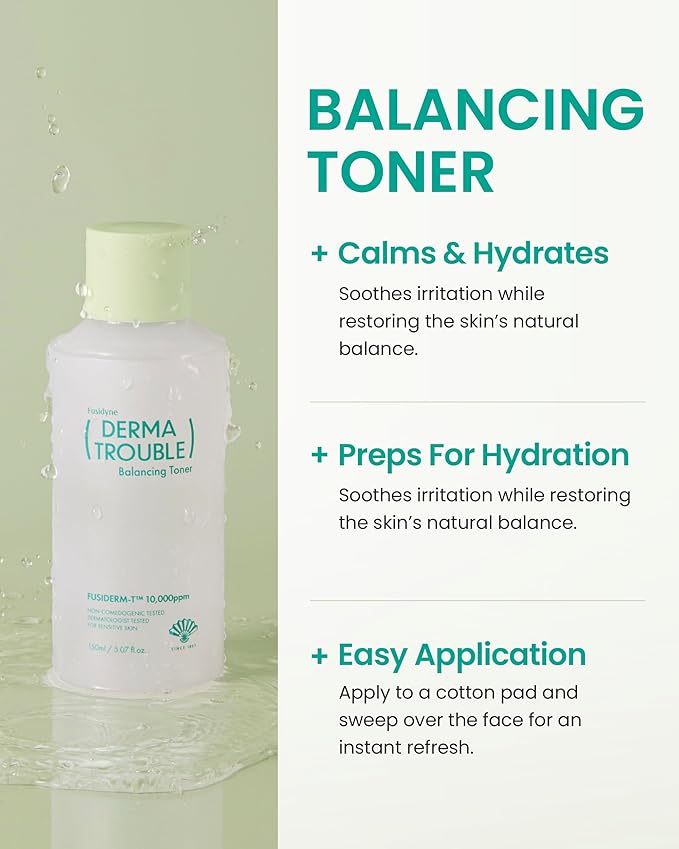 Derma Trouble Balancing AC 3 Step Kit - Korean Skincare Set for Acne Prone Skin Blemishes &amp Pores - Sebum Control Cleanser Toner &amp Cream for Oily Sensitive Skin Redness &amp Bumpy Texture