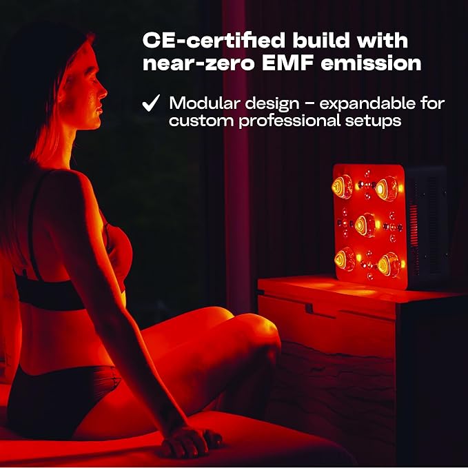 EMR-TEK Firestorm Pro | Red Light Therapy for Face &amp Body | High-Intensity Red &amp Near-Infrared Light Therapy Panel | Zero Flicker Near-Zero EMF &amp Utra-Clean Light Output | Expandable Mod
