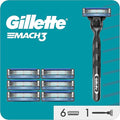 Gillette Mach3 Rasoir Pour Homme Rasoir À 3 Lames 1 Manche 7 Recharges De Lames Avec Manche En Acier Inoxydable