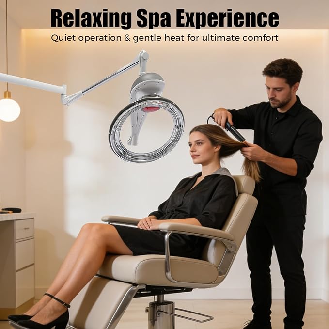 950W Wall Mount Hair Treatment MachineOrbiting Rotating Hair Processor for Salon Home UseTime AdjustableProfessional Hair Care for Spa Family (Grey)