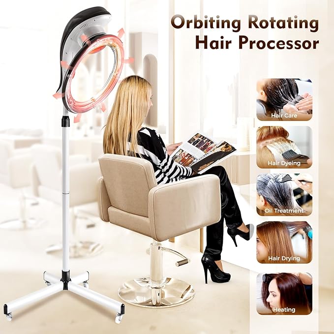 Multifunction Stand Hair Dryer 950W Free-Stand Hair Dryer Color Processor Drying Perming Machine Orbiting Rotating Hair Perm Salon Styling