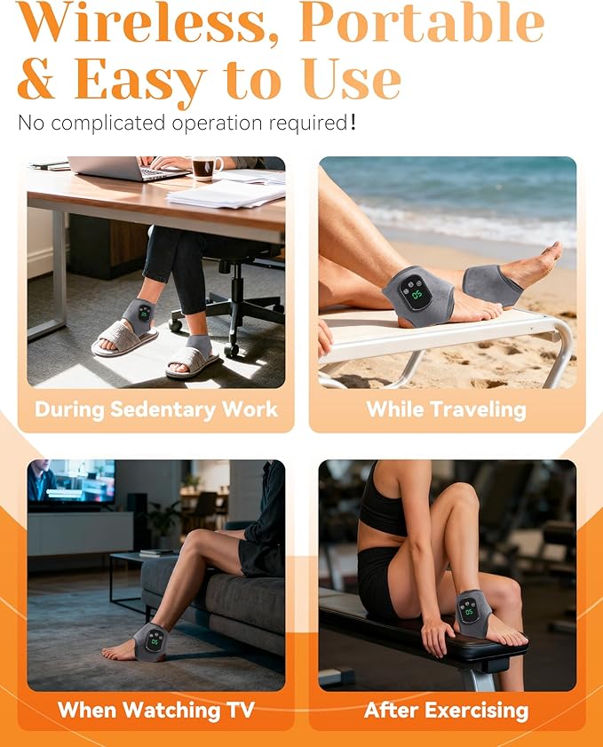 Triple Method Massager with 5 Heat Levels &amp 3 Vibration Modes Wireless 3 in 1 Massager for Neuropathy - Heat Therapy 3D Shiatsu Kneading Air Compression Travel &amp Home Use (2PCS)