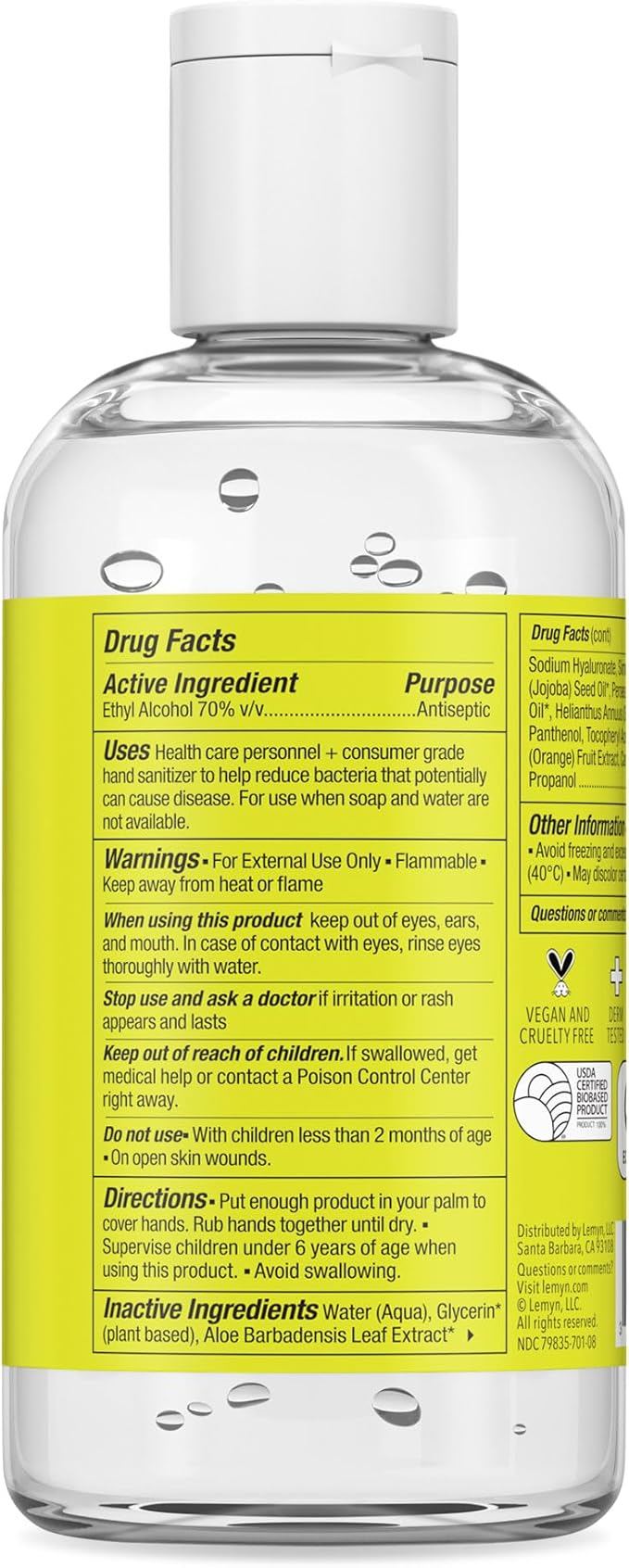 Medical‑Grade Hand Sanitizer Gel – 97 % Organic | 70 % USP Ethyl Alcohol | Moisturizing Aloe + Hyaluronic Acid | Freshly Made in USA | 8oz Bottle with Flip top (PACK OF 6)