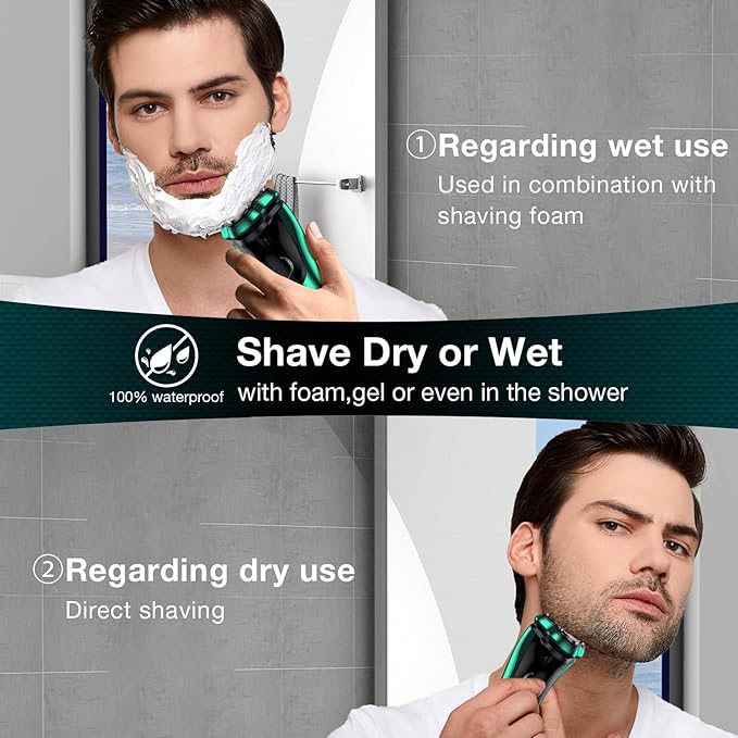Electric Razor for Men Cordless Rechargeable Rotary Shaver with Pop-Up Trimmer IPX6 Waterproof Wet &amp Dry Electric Razor Includes Charging Stand – Mens Electric Shaver for Face and Travel