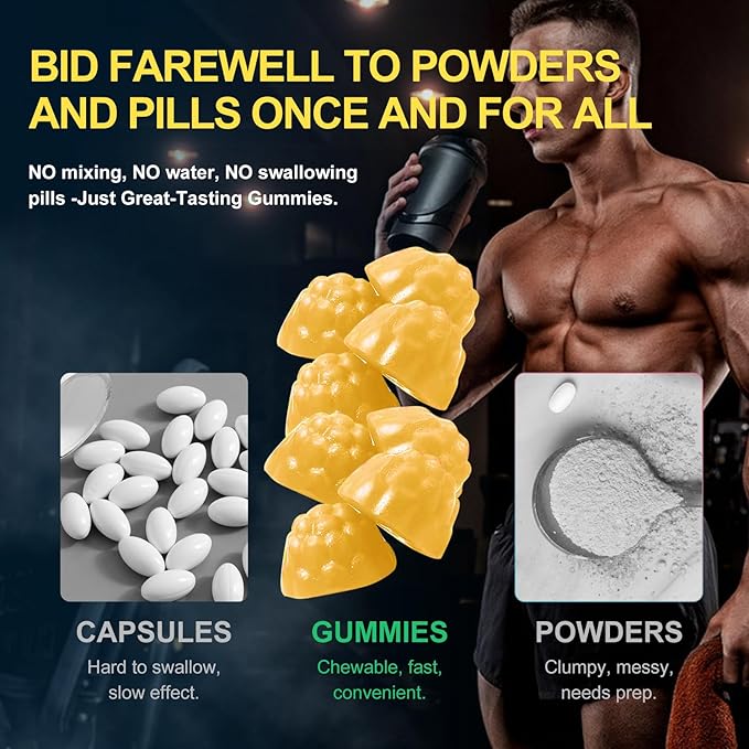 Health4All Creatine Monohydrate Gummies 5g for Men &amp Women Creatine Gummy for Strength Energy &amp Muscle Growth Support Pre-Workout Supplement - Pineapple 120 Gummy