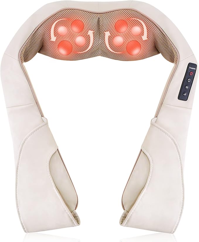 TRIDUCNA Shiatsu Neck Shoulder Back Massager with Heat - Electric Deep Tissue 3D Kneading Massage Pillow for Lower Back Calf Legs Full Body Muscle Relaxation Home Office and Car Use